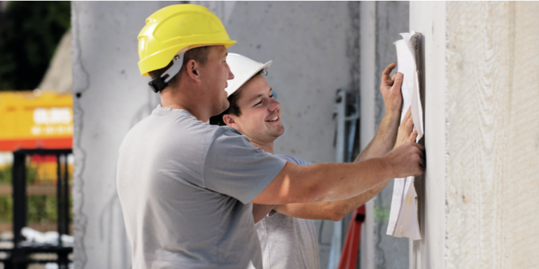 Trabajadores en una obra de construcción
