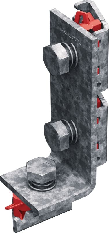 Esquina angular premontada MT-C-L2E FL OC Soporte angular alargado con tuerca y perno Fast-Lock premontados para la instalación de estructuras de carriles de perfil, para uso en exteriores con poca contaminación