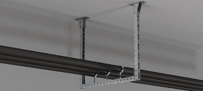 Esquina angular premontada MT-C-L2E FL OC Soporte angular alargado con tuerca y perno Fast-Lock premontados para la instalación de estructuras de carriles de perfil, para uso en exteriores con poca contaminación Aplicaciones 1