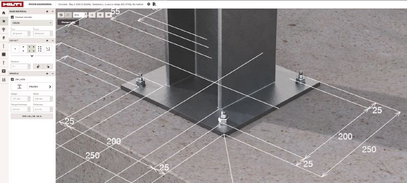 PROFIS Engineering Suite, software de diseño estructural Software de diseño de anclajes de ingeniería estructural con códigos y homologaciones, cálculos de métodos de elementos finitos basados en componentes y una amplia variedad de métodos de fijación Aplicaciones 1