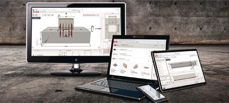 PROFIS Engineering Suite, software de diseño estructural Software de diseño de anclajes de ingeniería estructural con códigos y homologaciones, cálculos de métodos de elementos finitos basados en componentes y una amplia variedad de métodos de fijación Aplicaciones 1