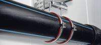 Abrazadera de tuberías de carga pesada MP-MI (con aislamiento acústico) Abrazadera para tuberías galvanizada de alta calidad con aislamiento acústico para aplicaciones de tuberías pesadas (sistema métrico) Aplicaciones 2