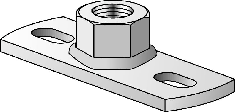 Placa base de punto fijo MGM 2-F Placa base de 2 orificios galvanizada en caliente (HDG) de alta calidad para aplicaciones de punto fijo ligeras (sistema métrico)